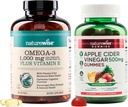 NatureWise Omega-3 Fischöl 1000mg mit E 180-Count+ Apfel Apfel-Essiggummis 500mg mit B12, 60-Count (Vegan Gummy) - Bundle für Herz, Auge, Verdauungsgesundheit - Glutenfrei, Sojafrei, Non-GMO