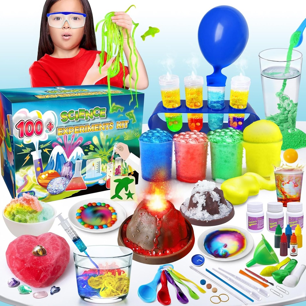 UNGLINGA 100+ Science Lab Experiments Kit für Kinder, S.T.E.M Project Aktivitäten Educational Birthday Toys Geschenke für Jungen Mädchen, Chemie Set, Gems Dig, Volcano, Glowing Worms