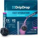 DripDrop Packets d'hydratation - Berry - Mélange de boissons en poudre pour électrolytes à usage unique - Non-OGM, sans gluten, végétalien - 32 bâtonnets