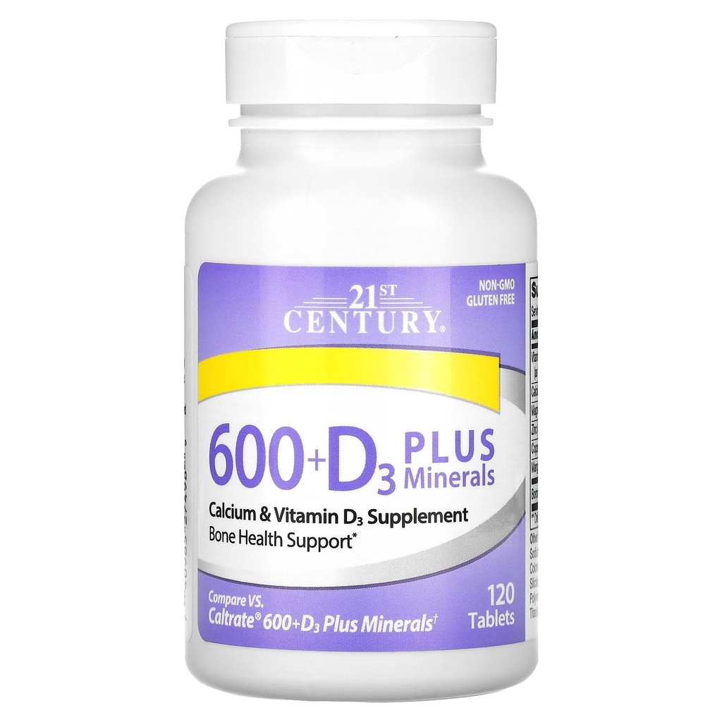 21st Century Calcium 600 Plus D Plus Mineral Caplets, 120Count (27498)