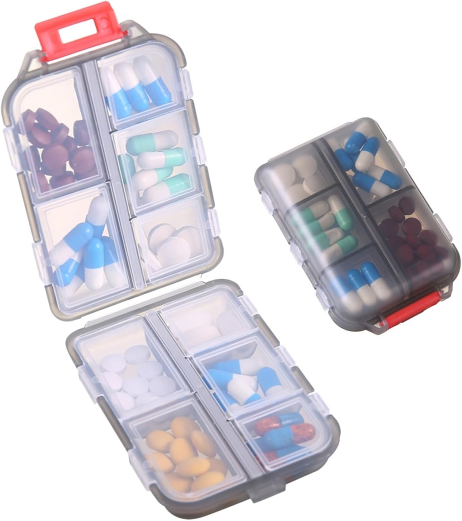 1Pack Travel Pill Organizer - 10 Komponenten Pille Case, Kompakte und tragbare Pille Box, perfekt für On-The-Go-Speicher, Pillenhalter für Purse Gray
