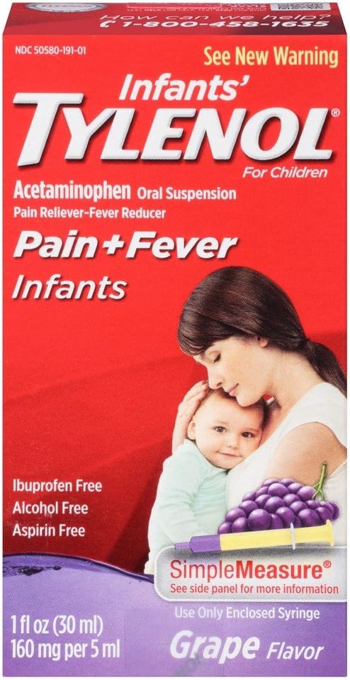 Tylenol Infants' Pain + Fever Oral Suspension Grape Flavor - 1 Unze, Packung von 3