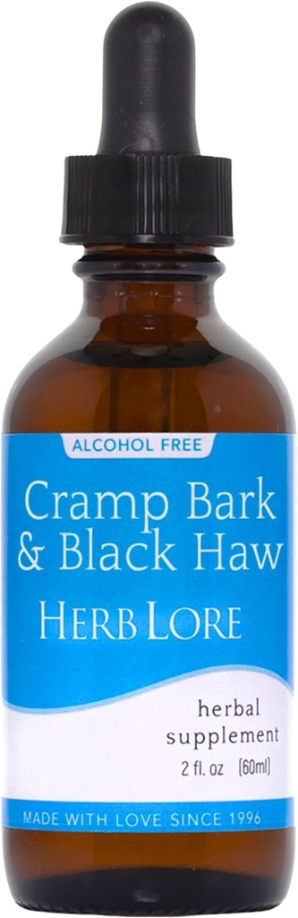 Herb Lore Cramp Bark & Schwarz Haw Tincture – Alkoholfreie flüssige Kräuter Menstruations Cramp Ergänzung Tropfen für Periodenkramps, Muskel-Tesion & Uterine Unterstützung (2 fl oz)