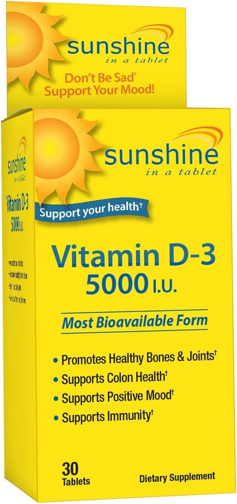 Sonnenschein Vitamin D-3 5.000 IU, Gesunde und starke Knochen, 30 Portionen