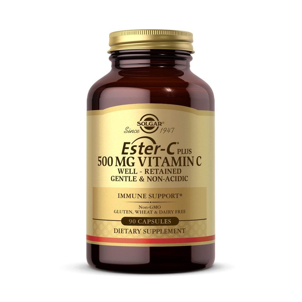 Solgar Ester-C Plus 500 mg Vitamin C mit Citrus Bioflavonoiden - 90 Kapseln - Gentle & Non Acidic, Well Retained - 24-Stunden Immununterstützung - Non-GMO, Glutenfrei - 90 Portionen