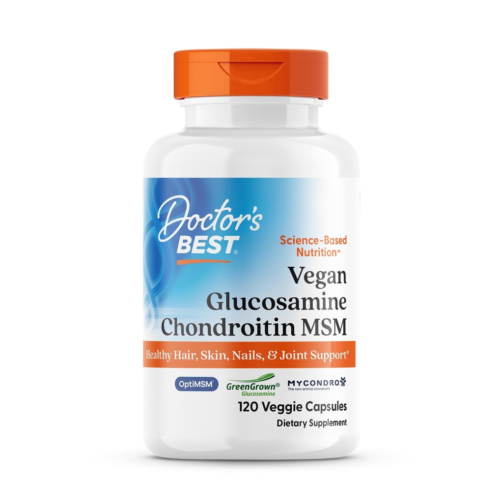 Ärzte BEST Vegan Glucosamin Chondroitin MSM, Gesundes Haar, Haut, Nägel, & Gelenkunterstützung, Non-GMO, Glutenfrei, Sojafrei, Vegan 120 Veggie Kapseln