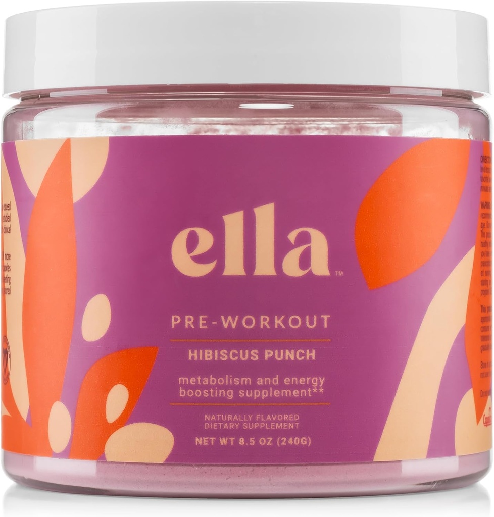 Naked Ella Pre Workout Powder, Hibiscus Punch Amino Energy mit Vegan BCAA Aminosäuren, Natürliche Koffein, Preworkout Boost für Männer & Frauen, 30 Servierungen