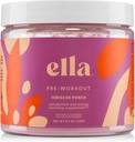 Naked Ella Pre Workout Powder, Hibiscus Punch Amino Energy mit Vegan BCAA Aminosäuren, Natürliche Koffein, Preworkout Boost für Männer & Frauen, 30 Servierungen