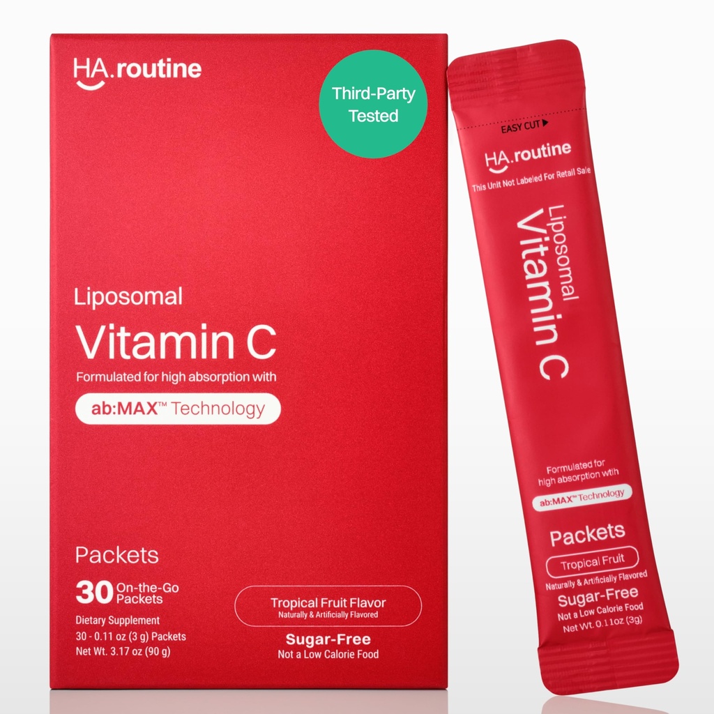 Liposomales Vitamin C-Pulver, Sugar-Free Flavored Packets für Erwachsene, 500mg On-The-go Immununterstützungsergänzung, Leistungsstarkes Antioxidans, Energie Booster- 30x Packets, Tropische Frucht Flavor