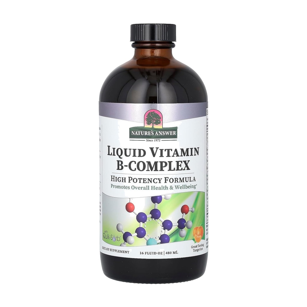 Nature's Answer Liquid Vitamin B-Complex unterstützt gesunde Energie Levels | Fördert gesunde Nerve-Funktion | All-Natural Tangerine Flavor | Gluten-Free & Benzoate-Free 16oz