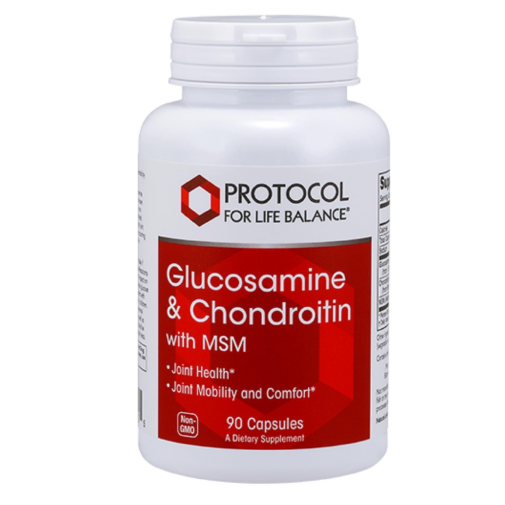 Protocole Glucosamine et Chondroïtine avec MSM - Soutien conjoint* - Supplément Chondroïtine MSM - Non-OGM et sans produits laitiers - 90 capsules de légumes