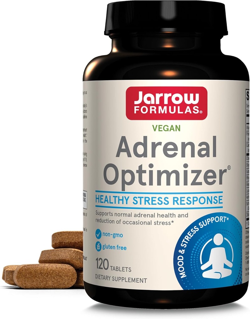 Jarrow Formeln Adrenal Optimizer - 120 Tabletten - Unterstützt Adrenal Health, Renewal & Stress Reduktion - Kombiniert 11 Nährstoffe & Nutraceuticals - 60 Servietten