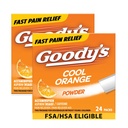 Poudre de mal de tête extra-fort de Goody, emballages d'arôme orange frais, 24 emballages individuels (2 paquets)
