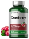Horbäach Pilules de canneberge + vitamine C, 15 000mg, 250 capsules, Supplément sans OGM et sans gluten de l'extrait de concentré