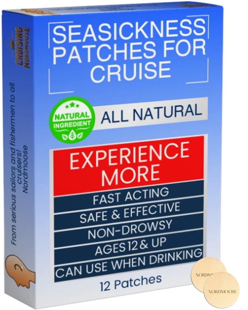 Sea Sickness Patches für Kreuzfahrt - All Natural Motion Sickness Relief für Kreuzfahrt - Non Drowsy Hinter Ear Seasickness Lösung für Kreuzfahrt