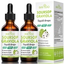 2 packs Graviola gouttes liquides - 2000mg Extrait pur de sourcils mélangé avec 300mg de mousse de mer et 100mg Elderberry - Powerful Cell Support, Antioxydant-Rich, Immune-Boosting - 4 Fl Oz (120ml) bouteille