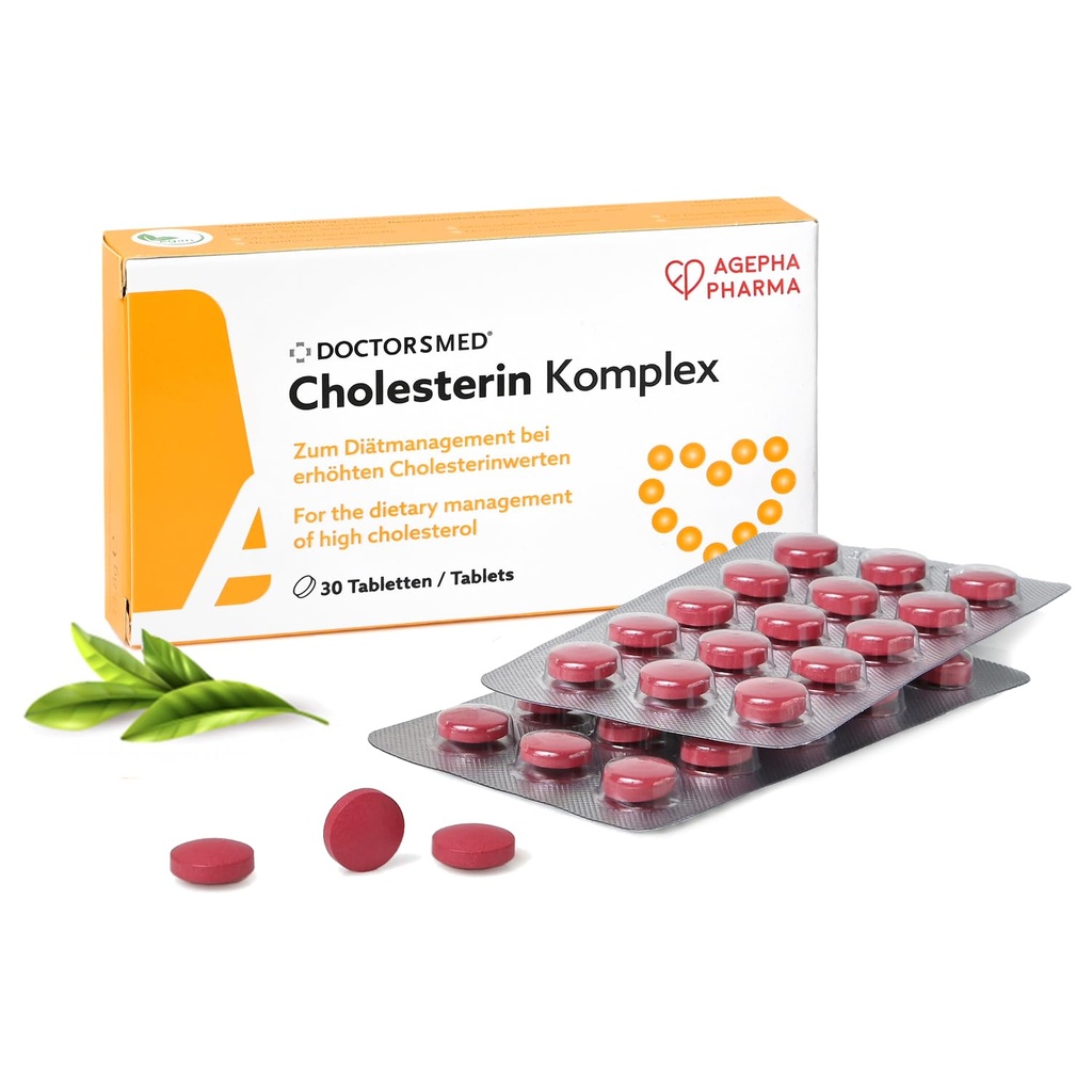 Cholesterin Komplex. 30 comprimés végétaliens. Supplément pour maintenir les niveaux de cholestérol. Extrait de riz rouge de levure avec Monacolin.