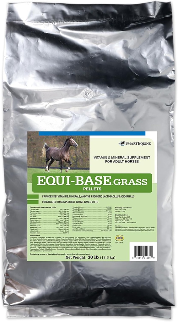SmartEquine EquiBase Gras Pellets | Pferde Vitamine & Minerals Nahrungsergänzung, Futter Balancer | Pferde in leicht zu moderat Arbeit | 30 lb Tasche
