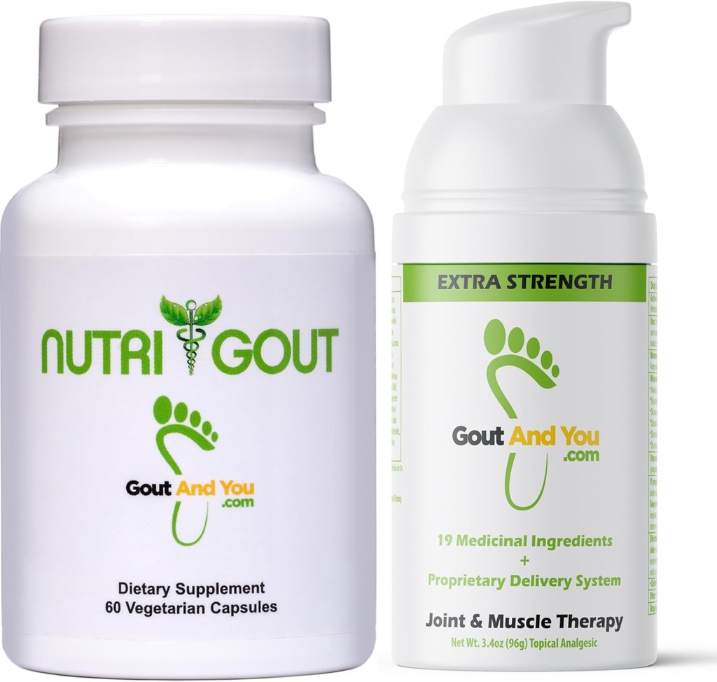 NutriGout Uric Acid Supplement und Extra Strength Joint Discomfort Relief topische Creme