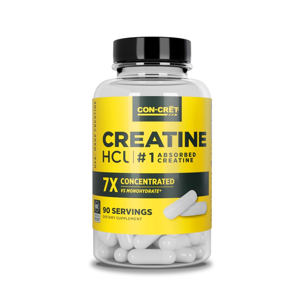 Con-CRET Creatine HCl Capsules de support d'énergie musculaire, cognitive et cellulaire