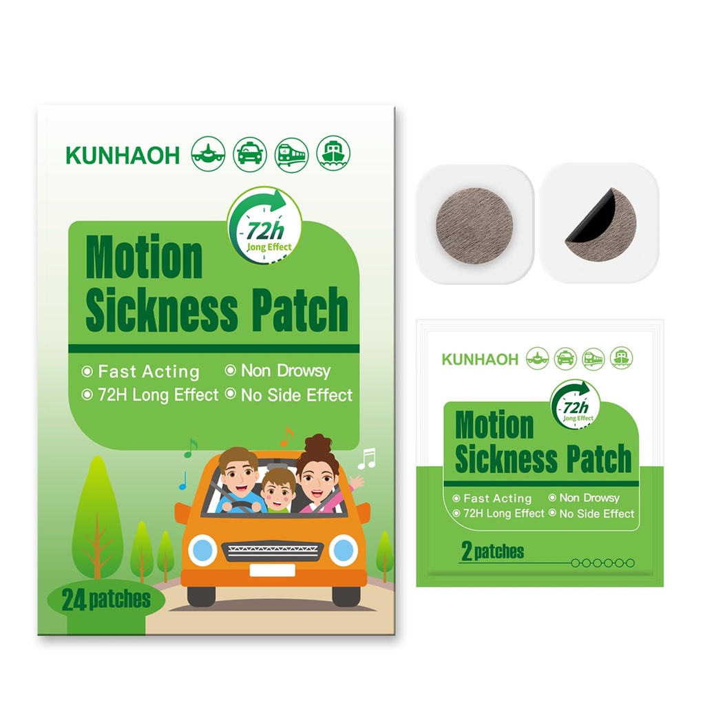 Motion Sickness Patches, Sea Sickness Patch mit Wasserdicht und ohne Drowsy 24 Count
