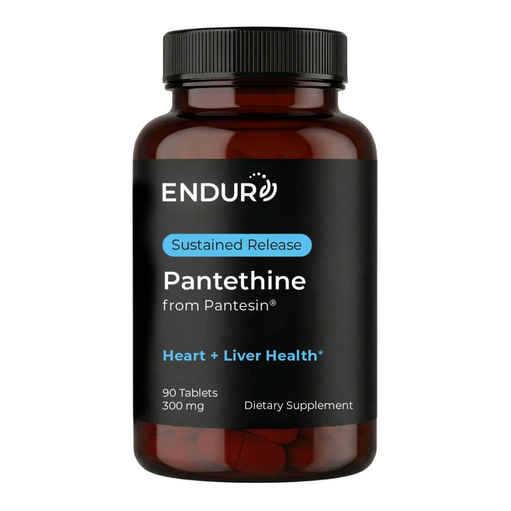 Endur Pantethine de Pantèsin, Fonction hépatique et complément de balance du cholestérol sain, Formule de libération prolongée, sans gluten, 300mg (90 comprimés)