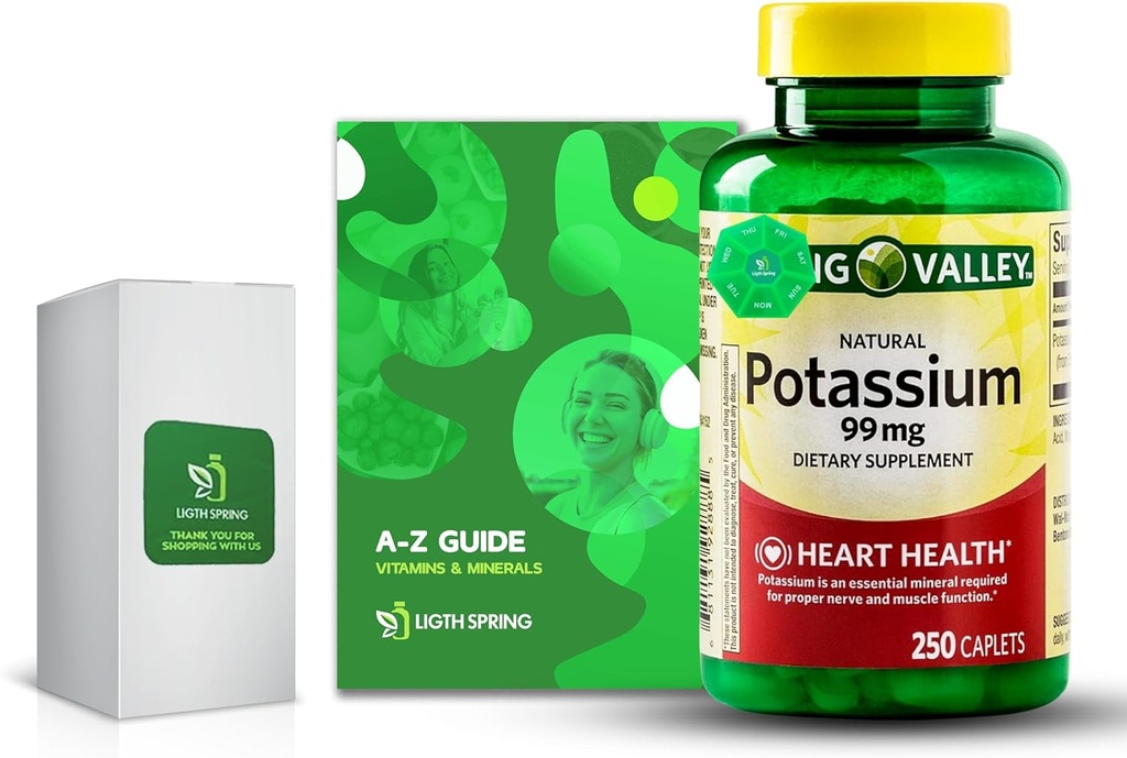 Kalium 99 mg, 250 Caplets Bundle mit exklusiven Vitaminen & Minerals A bis Z - Bessere Licht-undSpring-Führung