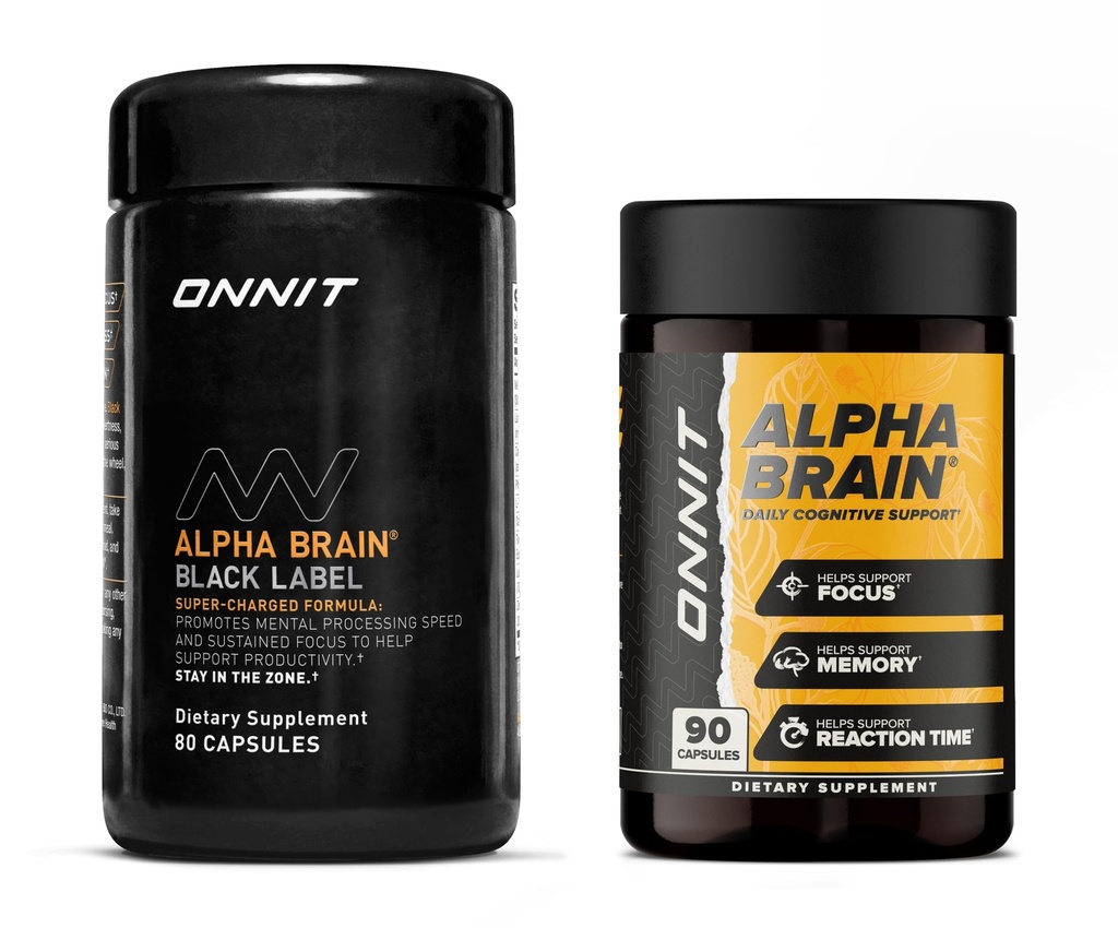 ONTIT Premium Alpha Brain Bundle - Supplément Cerveau Nootropique (90 Ct) + Black Label Citicoline Mental Speed, Attention & Soutien Cognitif (80 Ct)- Promotion Focus, Concentration & Mémoire