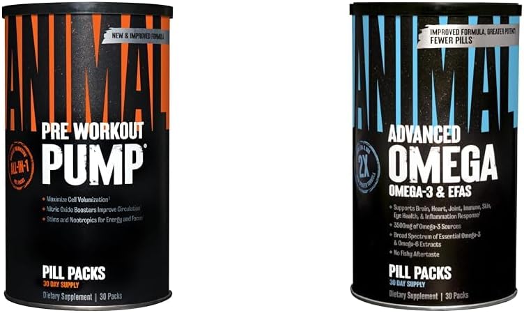 Pré-entraînement de la pompe animale 30 Comte Omega Omega 3-6 30 Day Pack