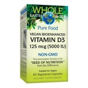 Facteurs naturels Vitamine totale de la terre et de la mer D3 125mcg (5 000 UI), Végétalien Bioenhancé, 60 Capsules végétariennes