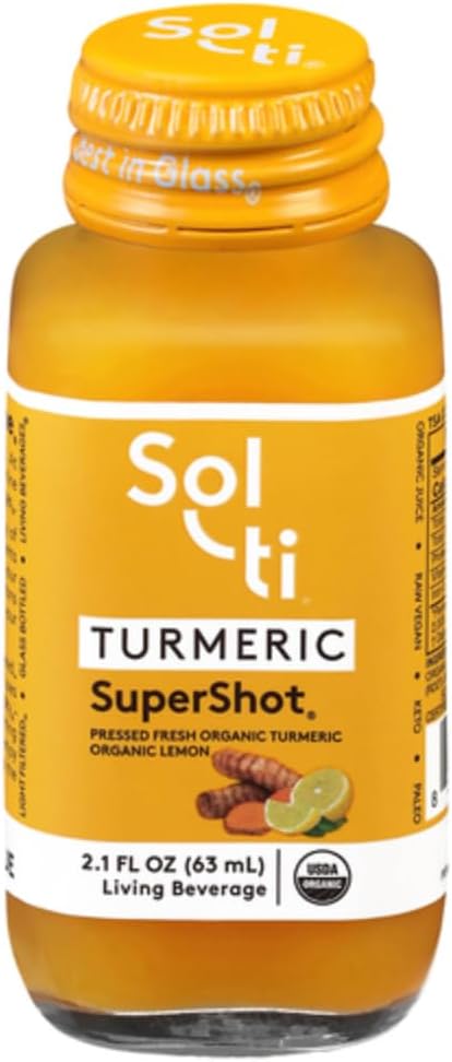 Sol-ti Organic Turmeric SuperShot Drink, Black Pepper verbessert die Absorption und Bioverfügbarkeit von Curcumin in Kurkuma zu Hilfe in Joint Support, SuperFood, 12 Pack (2.1 Fl oz)