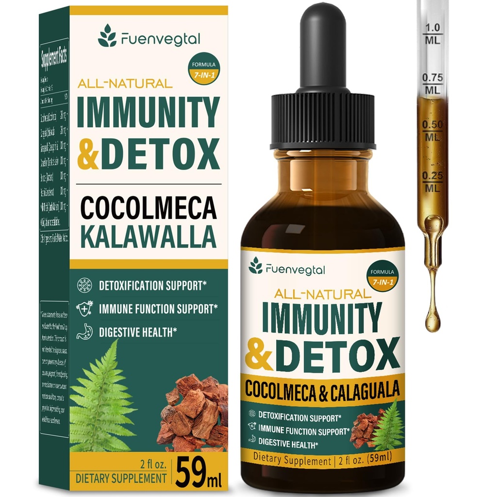 Cocolmeca Bark Immunity & Detox Drop, Kräuterextrakt mit Polypodium Leucotomos Sarsaparilla Milk Thistle Supplement Unterstützung Entgiftung, Immunsystem, Verdauungsgesundheit. 2oz