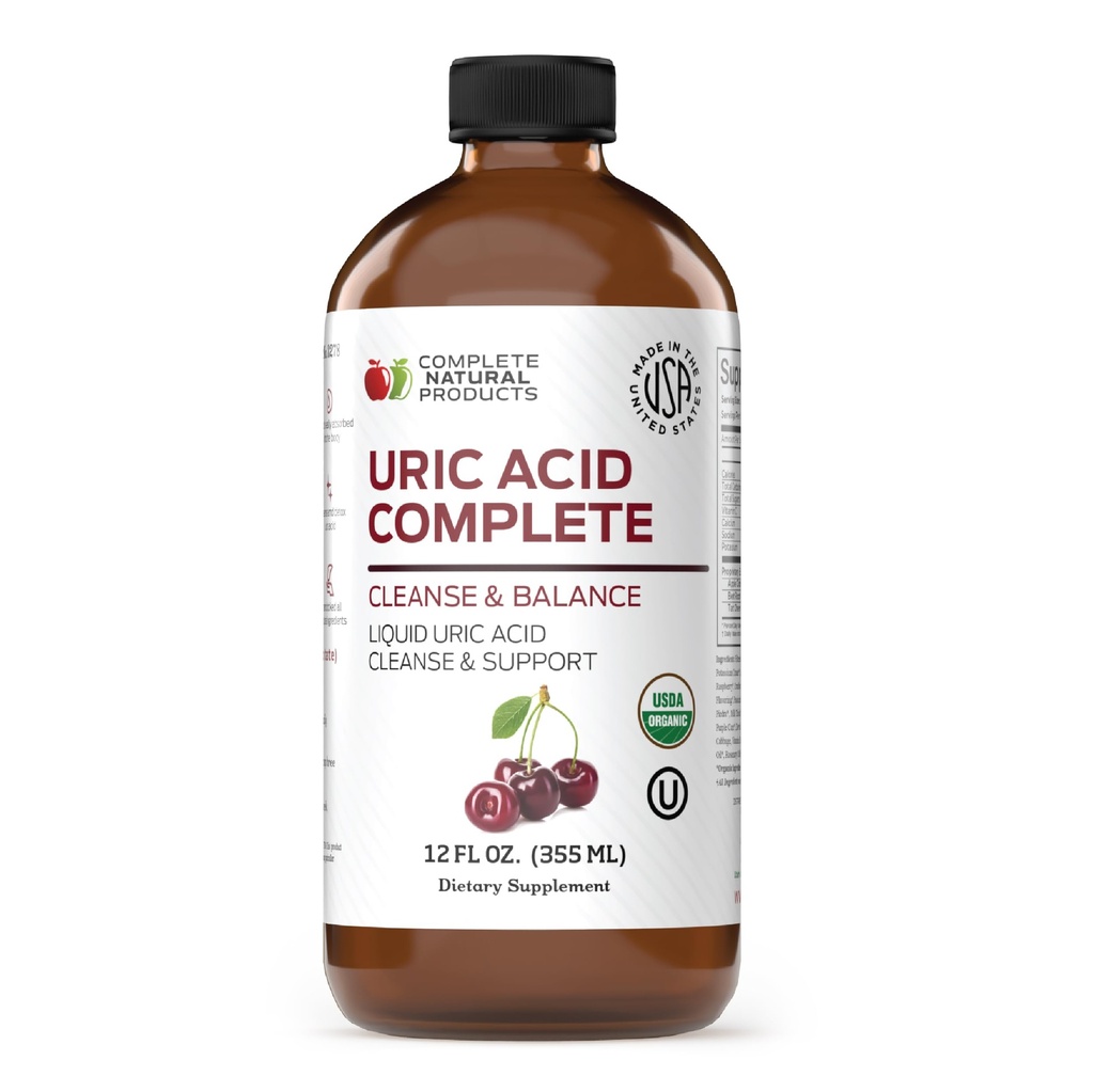 Vollständige natürliche Urinsäure Komplett - Flüssige Ergänzung zur Unterstützung von Uric Acid Cleanse, Nierengesundheit und Blutzirkulation mit Apfel Apfelessig, Tart Cherry, Rübenwurzel, Zitronen, Cinnamon - 12oz