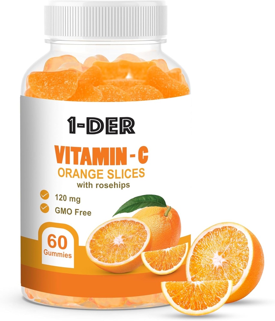 Vitamin C Gummies 120mg - Immununterstützungsergänzung | Orange Flavored Gummis | Boost Energy and Well-Being | Non-GMO, Gluten-Free Daily Health Supplements | 60 Count