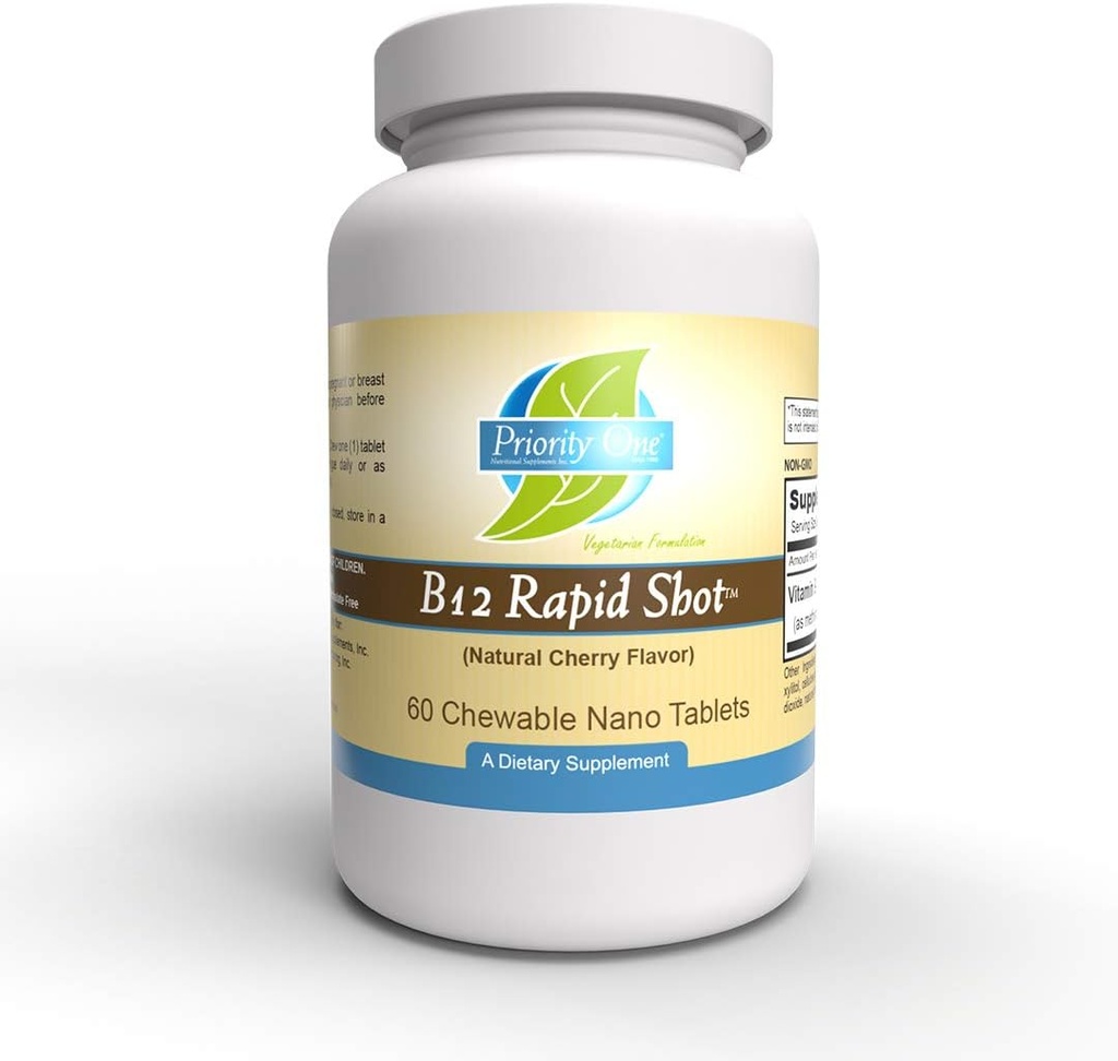 Priorité 1 Vitamines B12 Rapid Shot 60 Nano comprimés à croquer - méthylcobalamine Vitamine B12