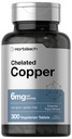 Horbäach Chelated Copper Supplement 6mg | 300 Tabletten | Essential Trace Mineral | Vegetarisch, Nicht-GVO, Glutenfrei