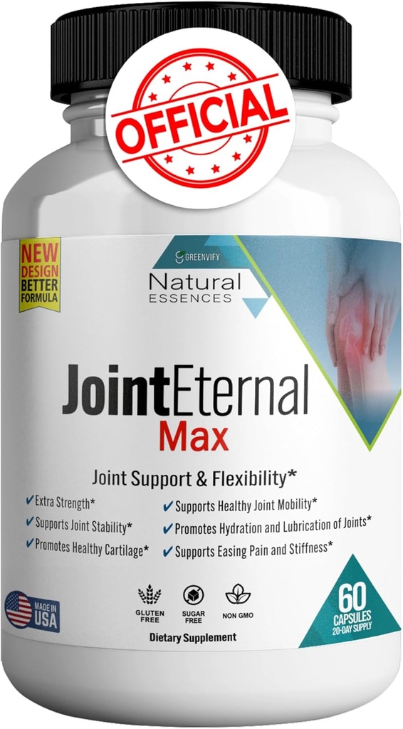 Joint Eternal Max Natural Essences Natural Joint Support Supplement, 60 Kapseln 20 Tage Lieferung, Glutenfrei, Zuckerfrei, Non-GMO, Made in USA (1)