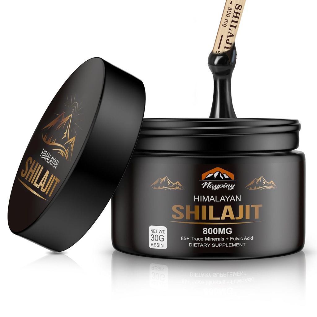 Shilajit Pure Himalayan Organic Resin - 800mg Gold Grade Shilajit Resin mit Fulvic Acid & 85+ Trace Minerals Complex für Energie, Stärke & Immunität, Shilajit für Männer & Frauen, 800mg