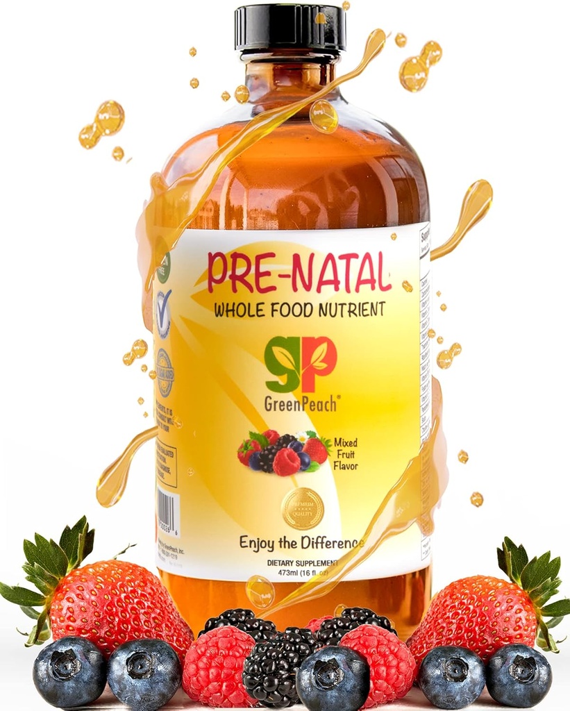 Organische Flüssigkeit Pränatale Vitamine für Frauen - Pränatale Eisen & Folat, Pre Natal Multivitamin für Frauen, Frauen Prenatal Multivitamin, Vegan Prenatale Halal Kosher Friendly Prenatal Vitamin, 32 Servieren