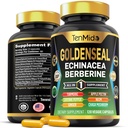 Goldenseal Root Supplement - 10in1 Formel - Kombinieren Sie mit Echinacea, Berberine, Turmeric, Cayenne Pepper, Ginger, Apple Pectin, Neem, & More - Verdauungshilfe - 120 Kapseln