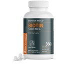Bronson Biotin 5.000 MCG unterstützt gesundes Haar, Haut & Nägel & Energieproduktion - High Potency Beauty Support - Nicht-GVO, 360 Vegetarische Tabletten