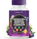 Resveratrol Berberine Grape Seed Extract Quercetin - Polyphenol Ergänzung mit Noni Extract, N-Acetyl Cystein, Acai Extract - Made in USA - 60 Kapseln