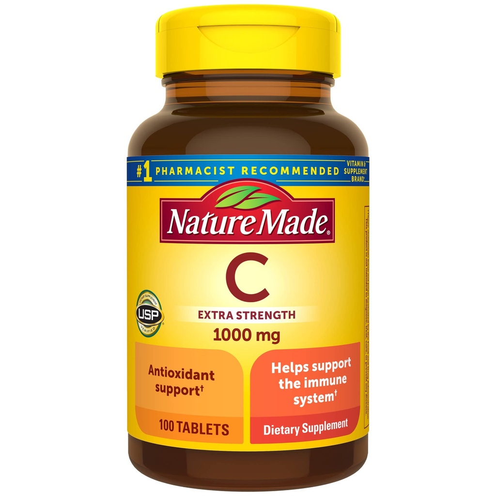 Natur gemacht extra Stärke Vitamin C 1000 mg, Nahrungsergänzungsmittel für Immununterstützung, 100 Tabletten, 100 Tage Versorgung