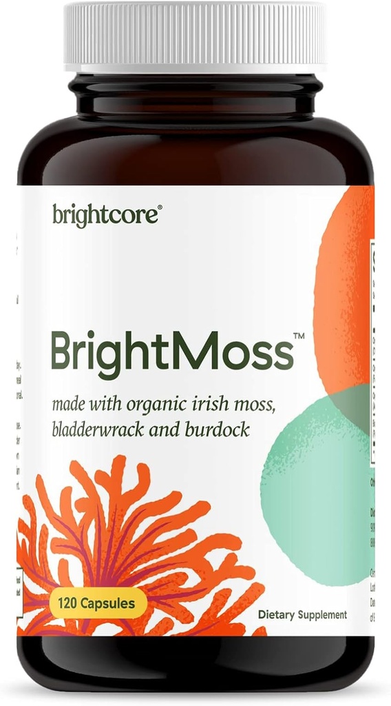 Ernährung - BrightMoss, Irish Sea Moss Capsules, Organic Sea Moss mit Bladderwrack & Burdock Root Capsules, Gut Health & Immune Support Supplement, 120 Kapseln