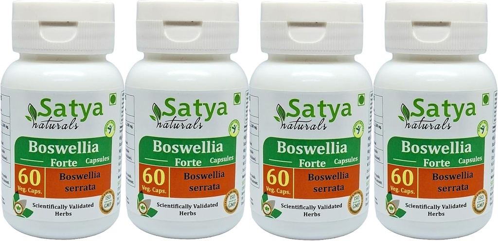 Boswellia Forte Kapseln 500 mg. 60 Veg. Kapsel | Boswellia (Boswellia Serrata) Extrakt Kapseln für Männer und Frauen | Ayurvedische Kräuterergänzung/Remedies | 10:1 Forte (4 Flaschen von 60 Kapseln)