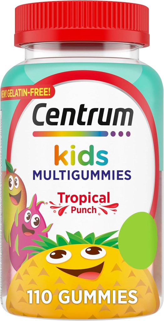 Centrum Kids Multivitamin Gummis, Tropical Punch, Made with Natural Flavors, 110 Count, 110 Day Supply