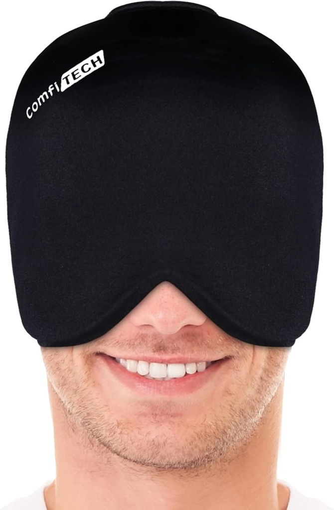 ComfiTECH Head Ice Pack Wrap Cold Cap Cooling Gel Hat, groß, schwarz