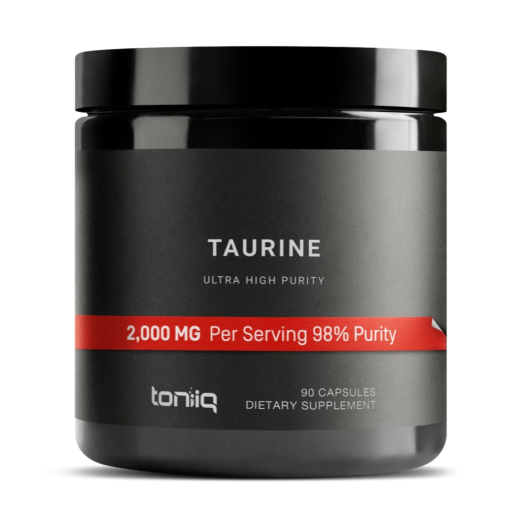 Toniiq 2000mg Taurine Supplement - Hohe Reinheit Taurine Pulver Kapseln, 98%+ Pure, Third-Party Lab Tested - Potent, Non-GMO, Gluten-Free, Effektive Formel 45 Optimale Servierungen pro Flasche