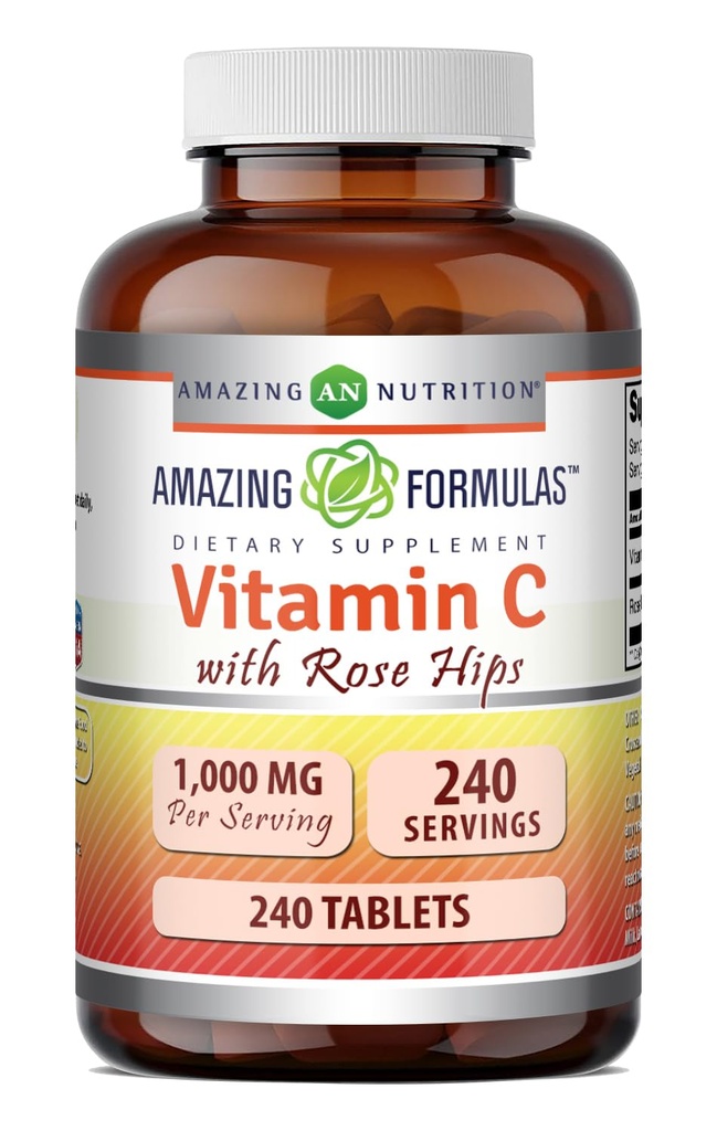 Formules étonnantes Vitamine C avec supplément de HIPS de Rose