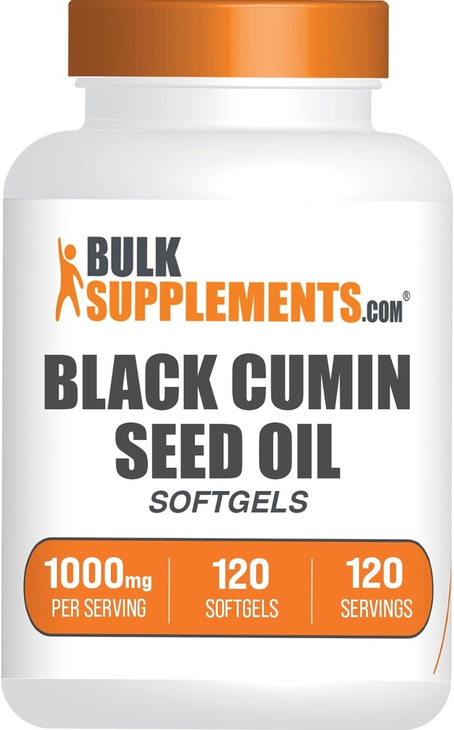 BulkSupplements.com Black Cumin Seed Oil Softgels - Schwarz Cumin Seed Oil 1000mg - Glutenfrei, 1 Softgel pro Servierung, 120 Count (Pack von 1)